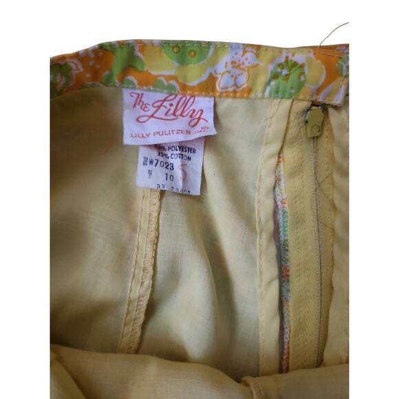 The Lilly Vintage 1960s Lilly Pulitzer Twee High-Rise Shorts Orange Floral Pool - Picture 2 of 8